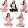 2 Pcs/Set Women Pajamas Set Crew Neck Thermal Soft Stylish Sleepwear Elastic Waist Winter Nightie for Home Wear