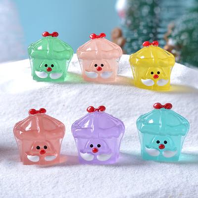 Christmas Glow-in-the-dark Santa Claus Face Gift Box Snow Scene Decoration Small Ornament Accessories