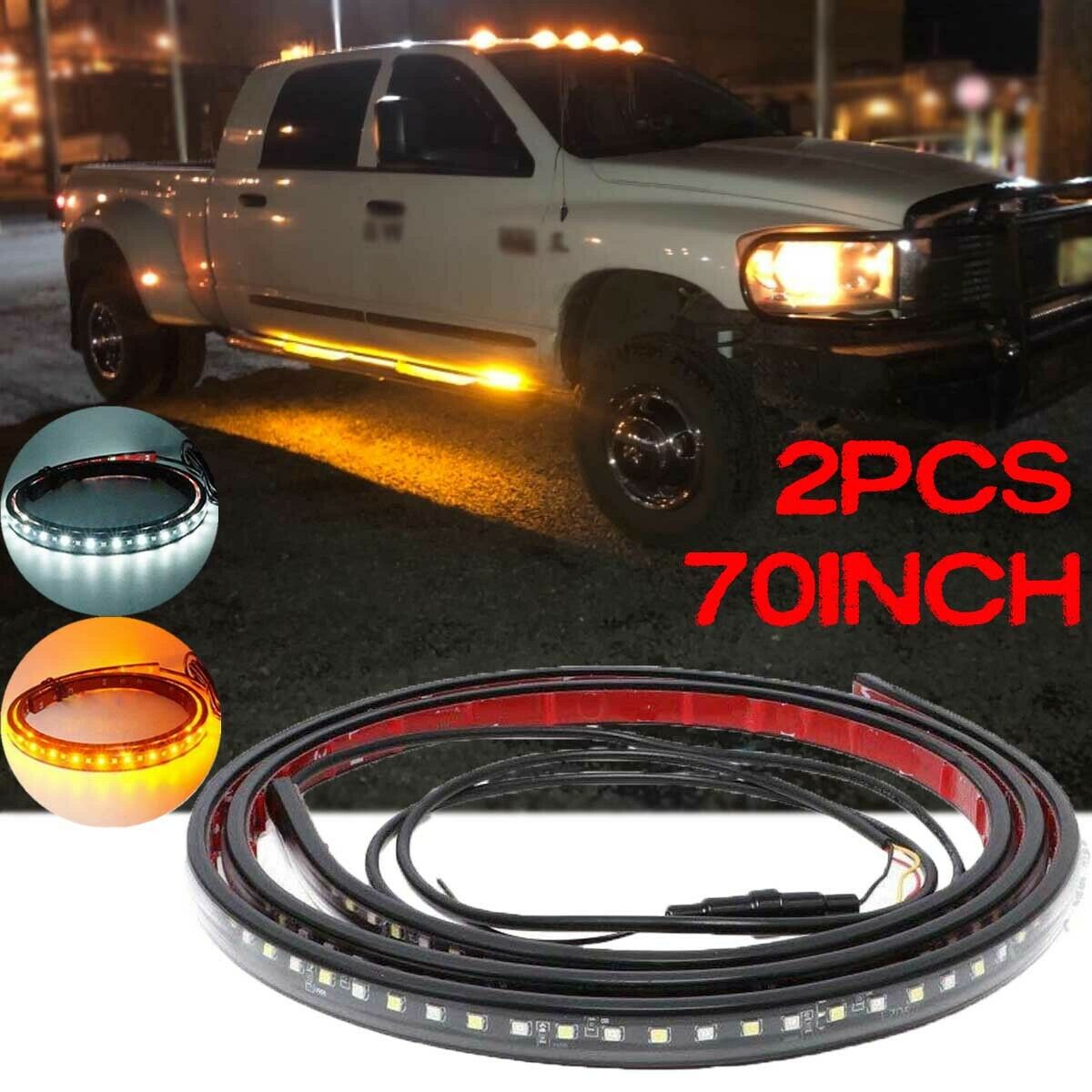 

Водонепроницаемая светодиодная лента 2шт 70 \ Янтарный белый бар