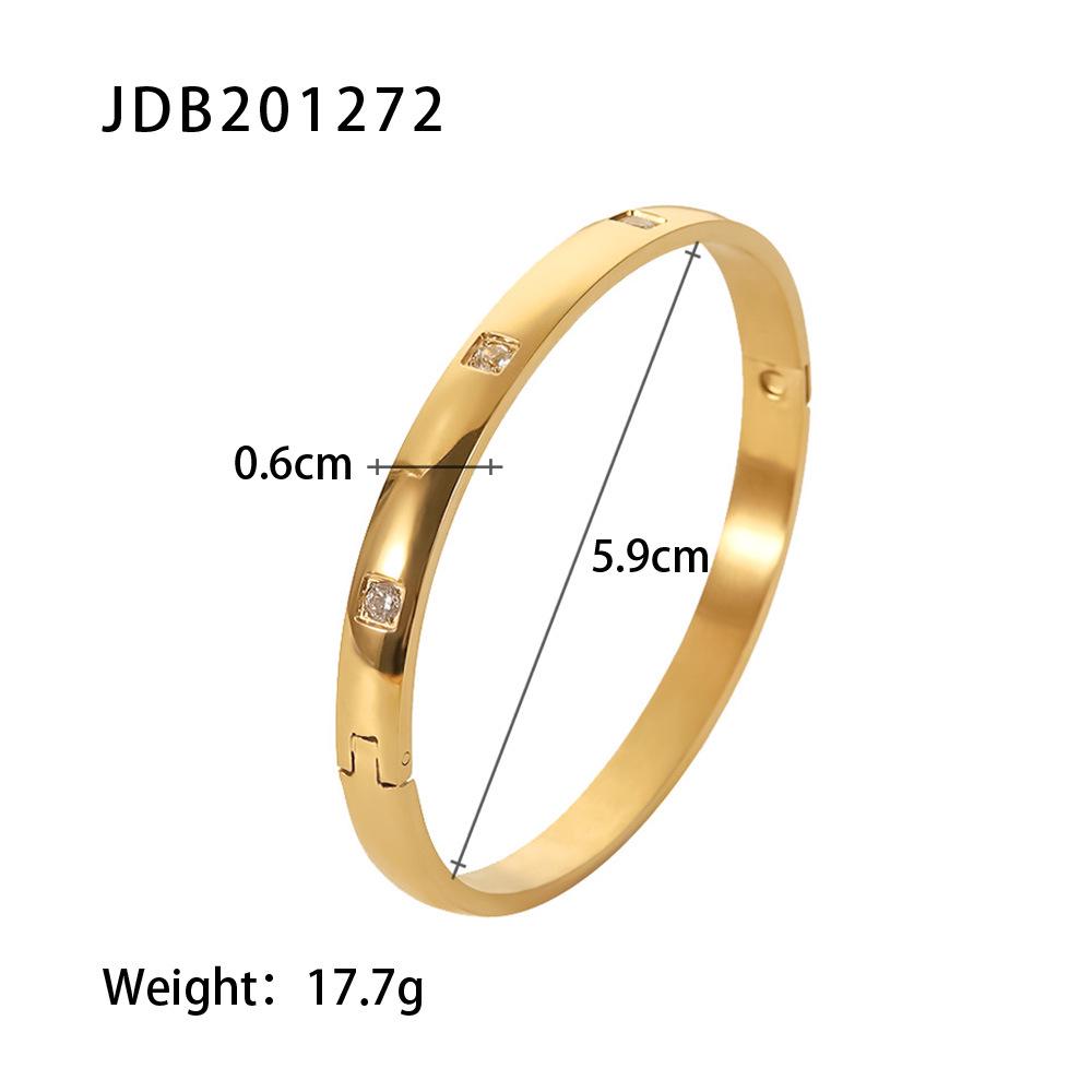 18K Gold & Zircon Women's Titanium Steel Bangle Bracelet - Versatile and Fashionable Jewelry