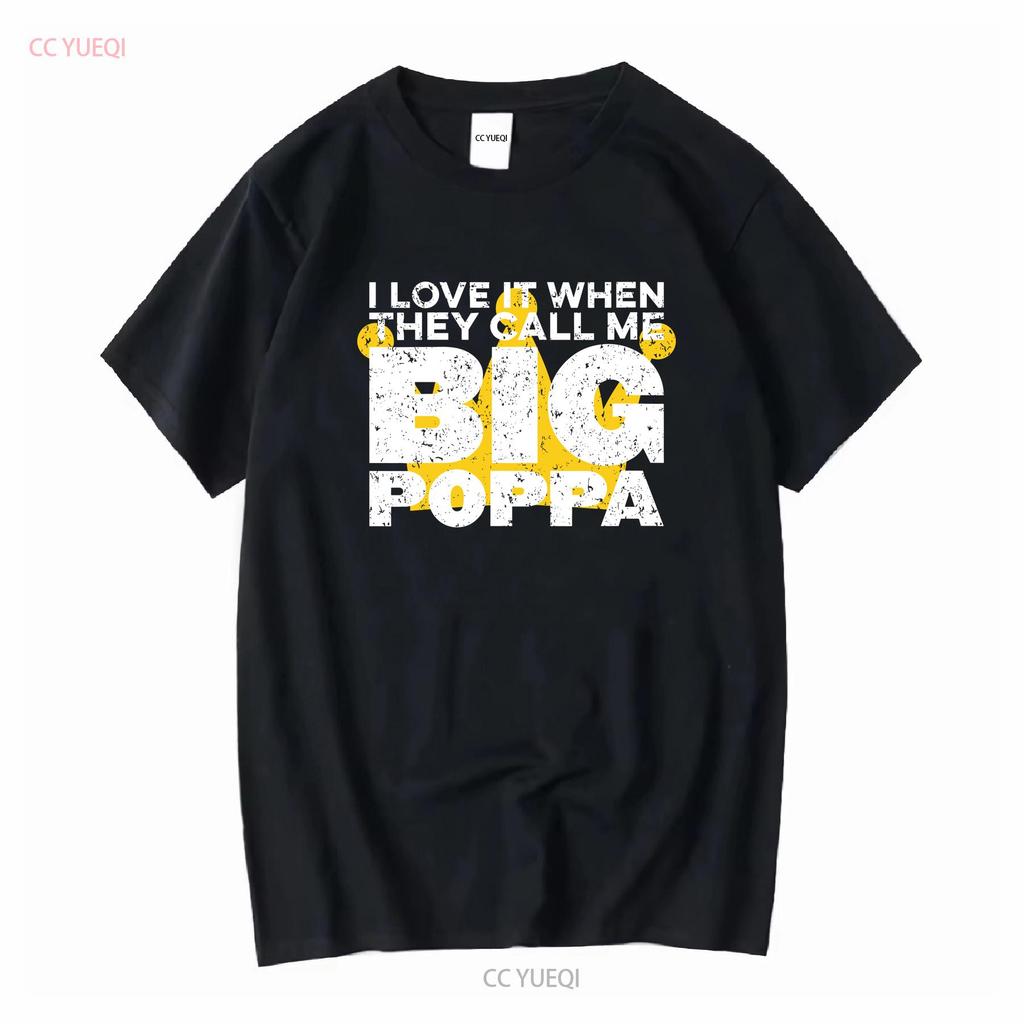 KOCHAM TO, KIEDY Nazywają mnie Big Poppa Korona Hip Hop Czarny T-shirt vintage Spłowiały moda Stylowy Lekko Rozciągliwy