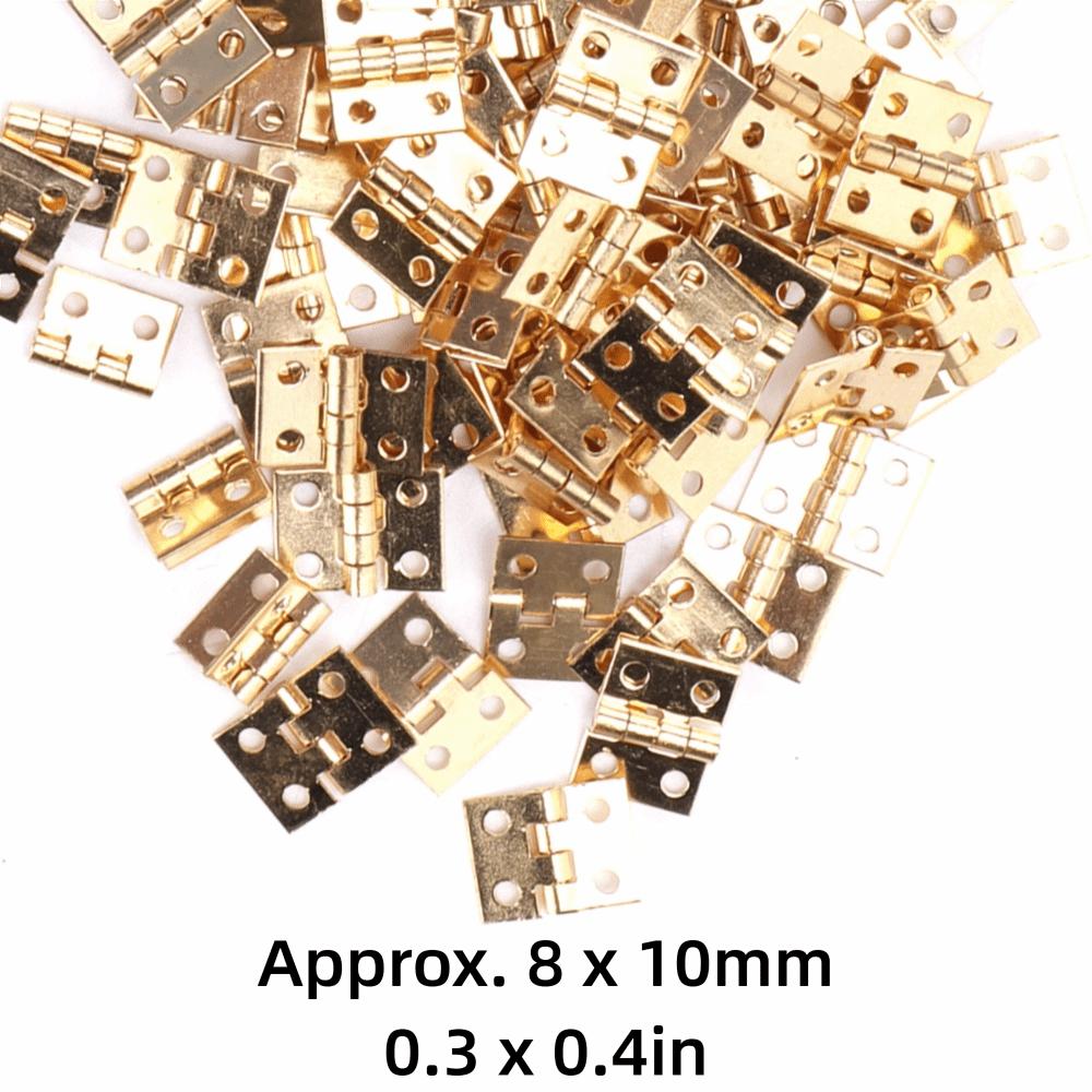 100PCS Furniture Hinges Brass Mini Hinge 10x8MM Gold Tiny Hinge Hardware With Screws Retro Style Brass Hinges Jewelry Box