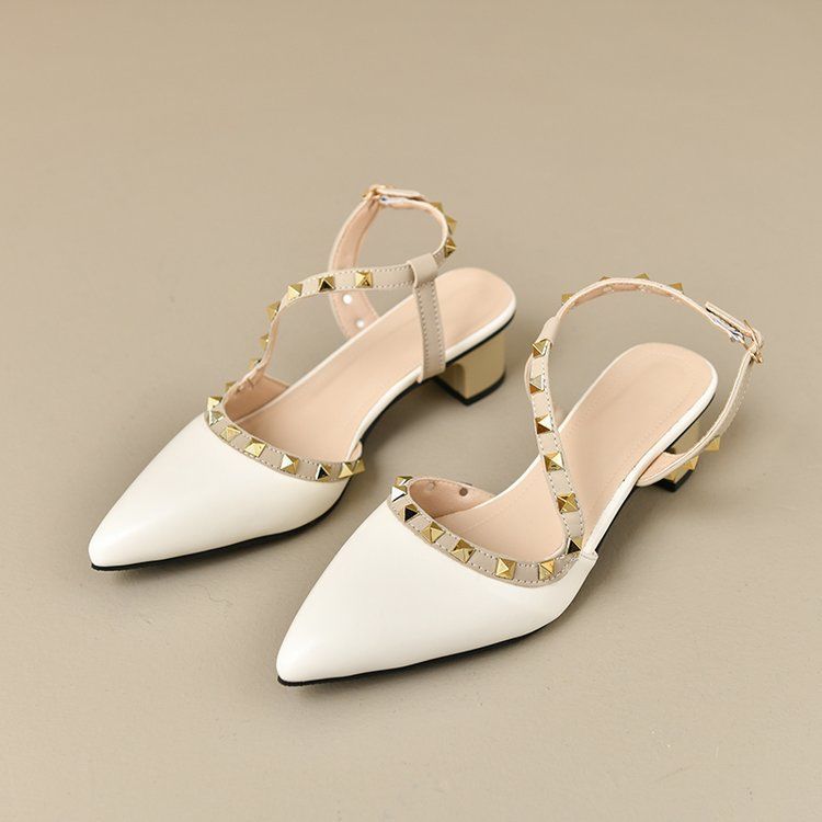 Fashion Mid-heel Toe Professional High Heels New French Spike Pointed Toe Niche Fashion Sandals for Summer 2025