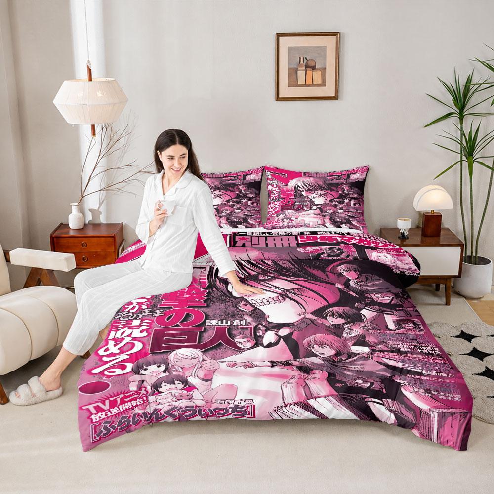 Classic Attack on Titan Manga Cover Multicolor Bedding Set, Chic Duvet Cover Set for Modern Bedroom, Fluffy Duvet Cover for Cozy Nights