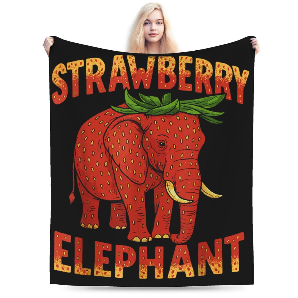 Cartoon strawberry elephant pattern Flannel printed blanket suitable for all seasons suitable for living room office sofa travel