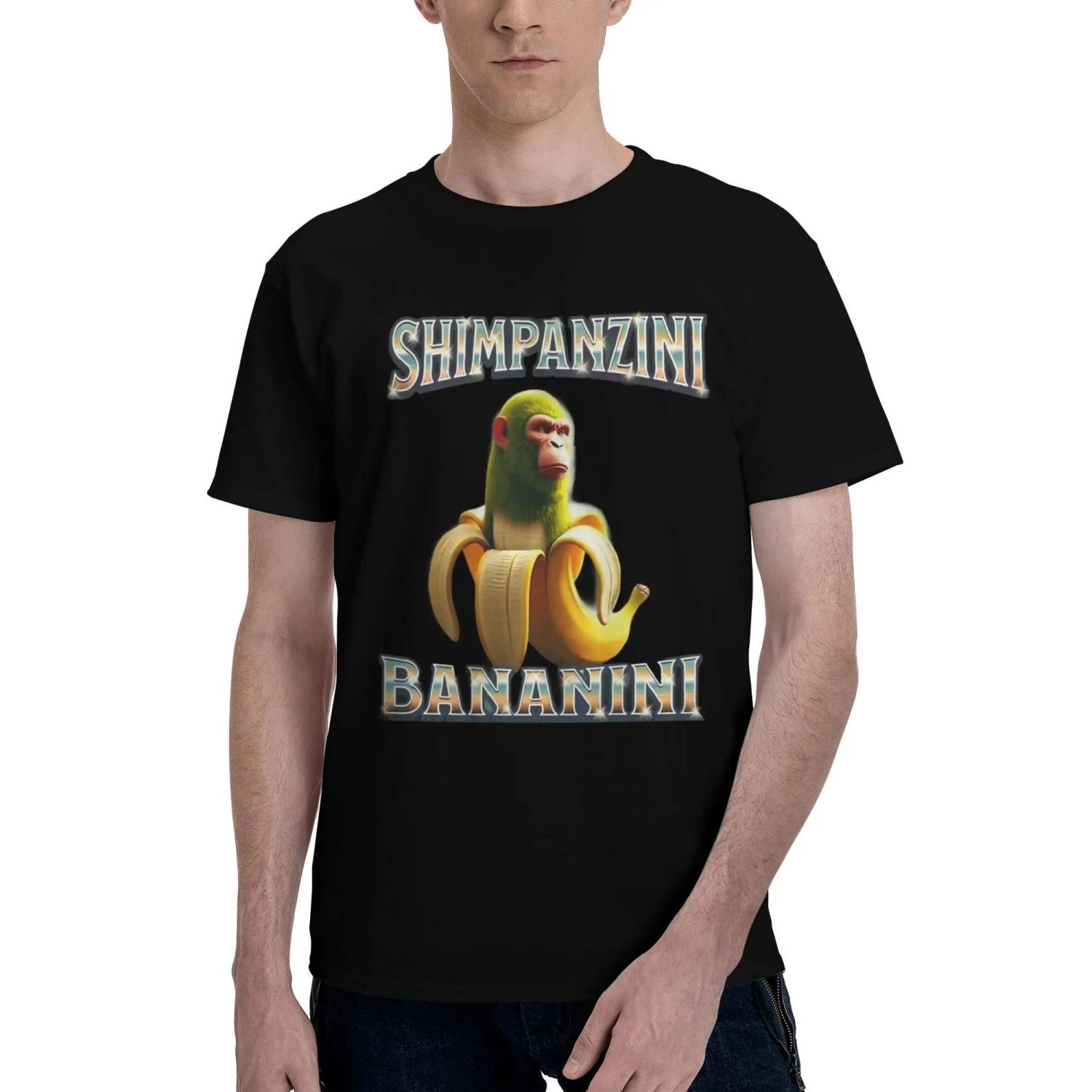 

Chimpanzees Banana Funny Italian Brainrot Meme Cotton T Shirt For Male Summer Y2K T Shirts Leisure Tee Shirt Oversize Loose Tops S чёрный