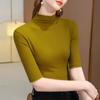 Half Turtleneck Base Shirt for Women New Women's Clothing Modal Mid-sleeved T-shirt Temperament Solid Color Inner Top