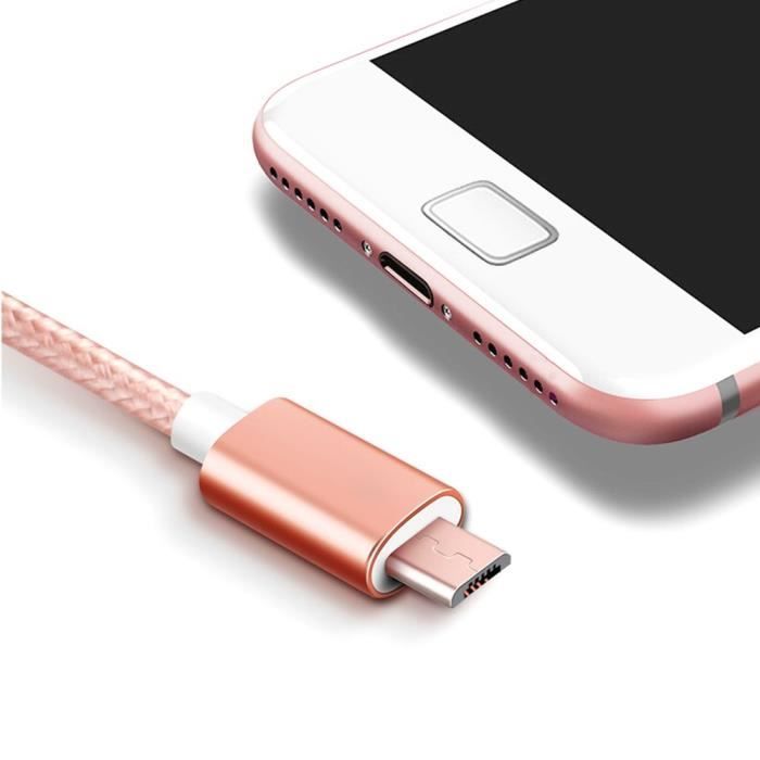 Câble Micro USB - Nylon Rose - Lot de 3 - 2M