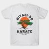 Men Black Print T-shirt Miyagi-Do Karate   Reseda - Okinawa Est. 1984 No-Cut Transfer Paper Print Cotton Tshirt