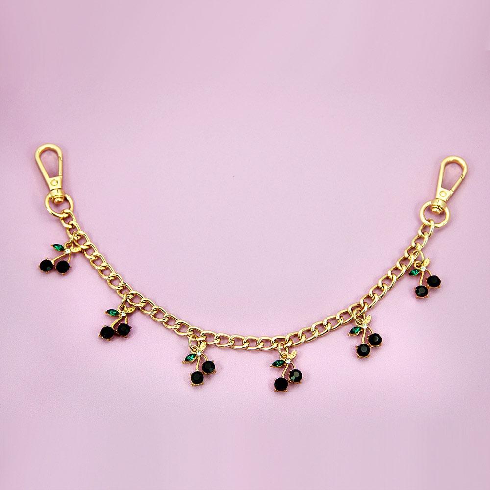 

DIY Zinc Alloy Bag Hanging Chain with Cherry Pendant Detachable Clothing Pants Chain Shoulder Bag Carrying Chain for Woman