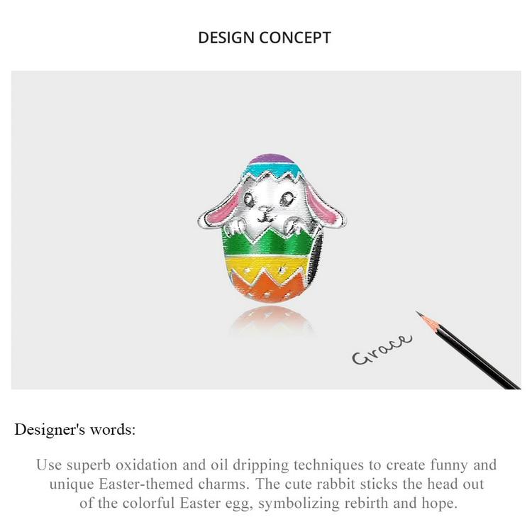 WOSTU 925 sterlingsølv dyr kanin påskeegg sjarm perle anheng passer originalt armbånd halskjede for kvinner smykker