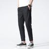 Trendy ice silk ultra-thin section nine-minute trousers Slim small feet breathable straight men's casual trousers