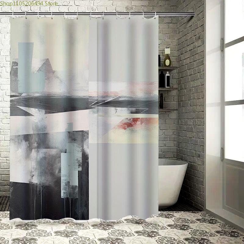 Modern Cityscape Bath Shower Curtain with Artistic Design 72x84 Inches Watercolor Print for Bathroom Decor