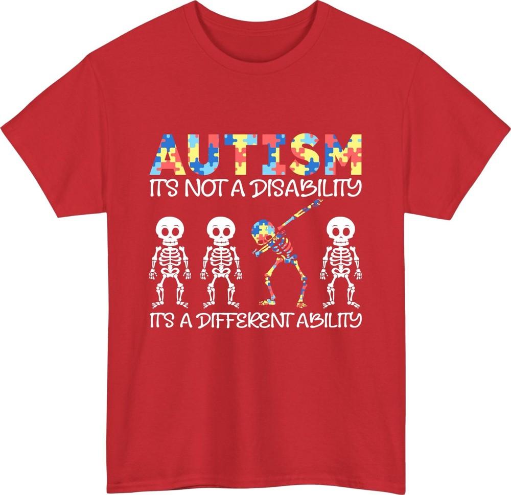 Autism awareness dabbing skeleton tshirt different ability puzzle support top S