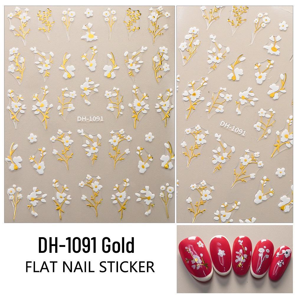 Redanco 3D Gold Flower Nail Art Stickers DH-1095