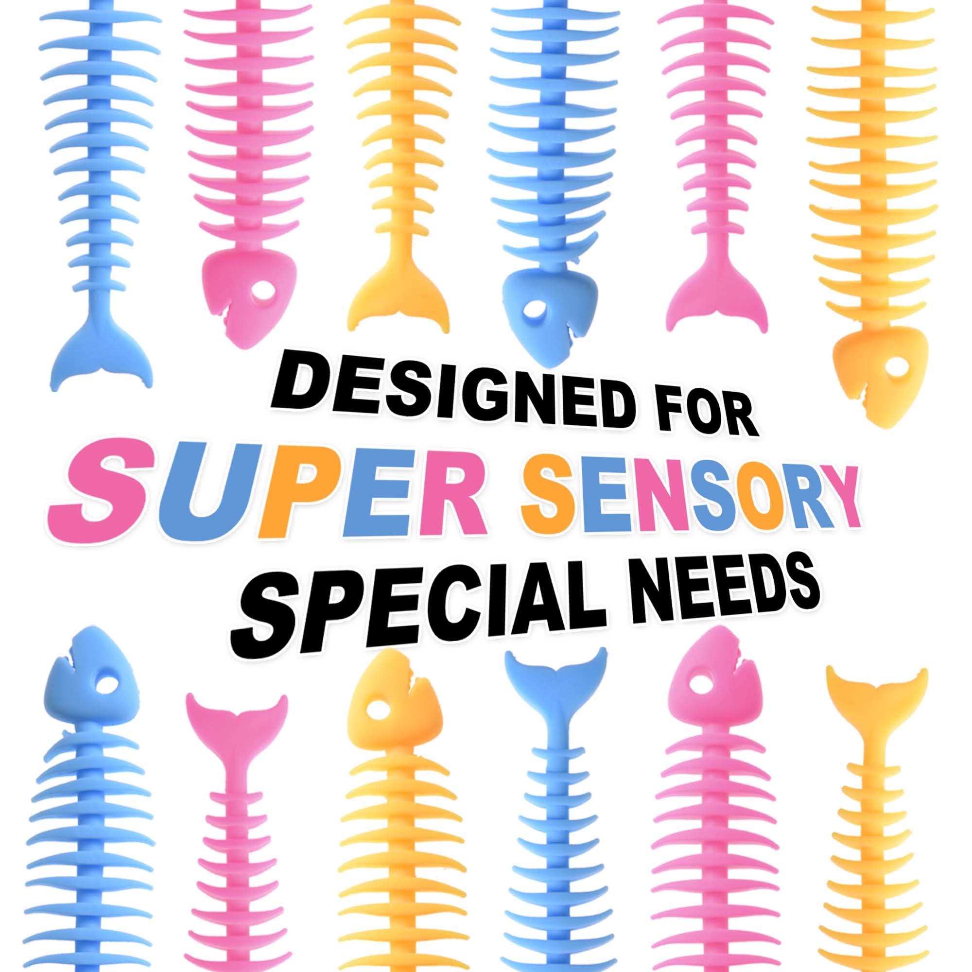 Squishy Fidget Toys, Fish Bone Sensory Toys, Strings Toy for Stress Relief, Tangle Fidget Toy, 5 pcs
