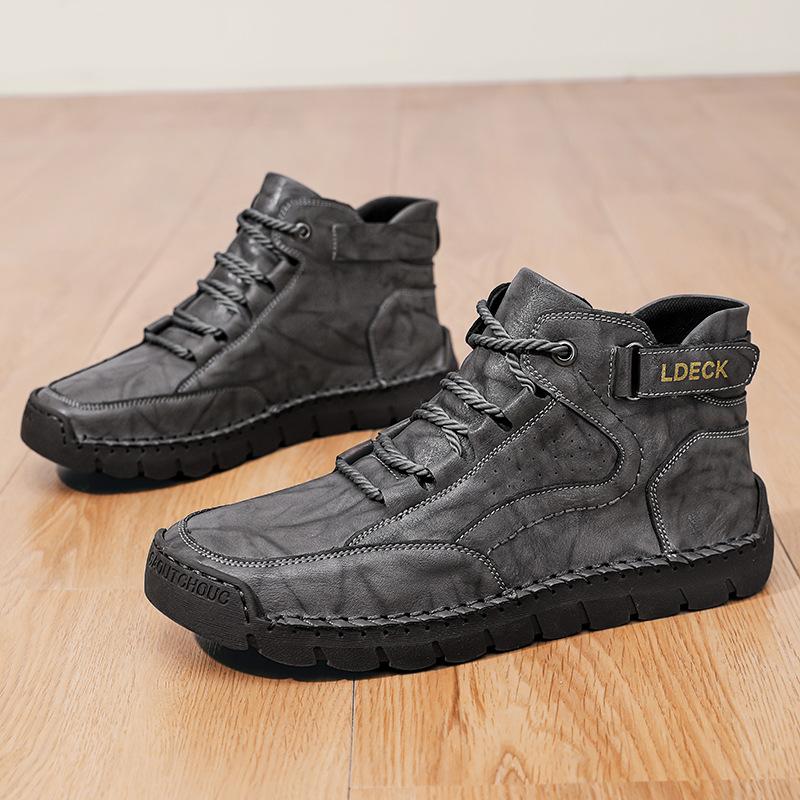 

Весенне-осенние ботинки Мужские высокие повседневные кроссовки Ручная работа Кожаная обувь Большой размер 39-48 48