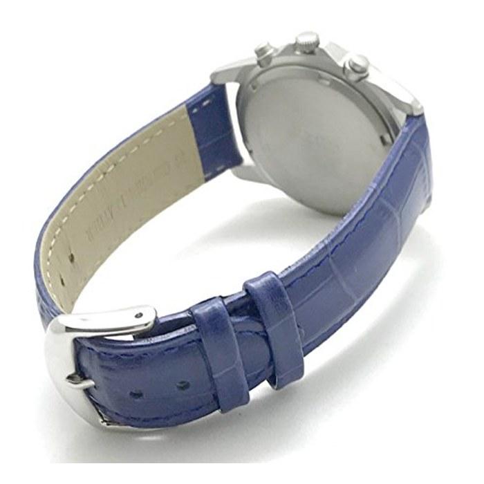 Seiko Chronograph Watch + Leather Belt Set, Navy Blue Belt, SND379P-BL
