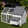 Chicken Coop with Run Wooden Hen House Pet Poultry Coops Cages Small Animal Outdoor Pen with Nesting Box 166 x 124 x 112cm
