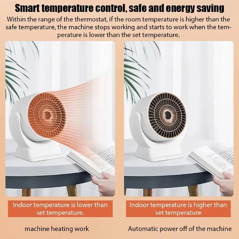 Mini Electric Heater Portable Fast Heat Desktop Fan Warmer Low Noise Operation for Office Desk Home Room Dormitory Library Use