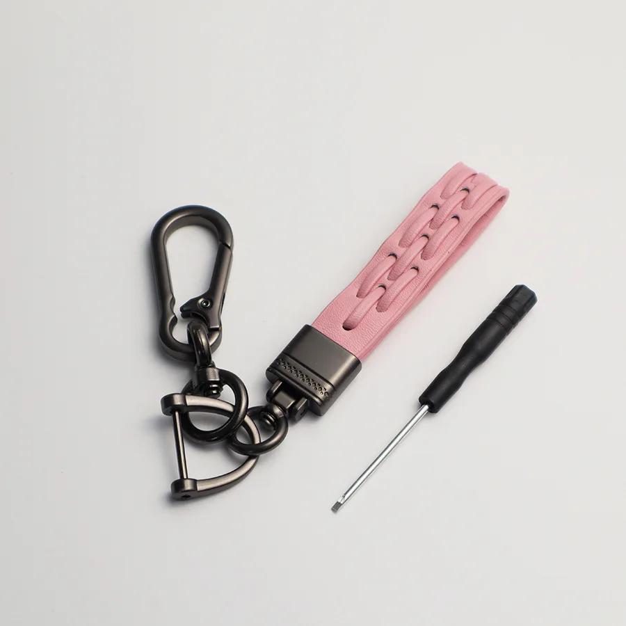 Leather Cord Car Keychain Metal Leather Men Women Gunmetal Buckle Car Key Ring Holder Gift Fashion Key Ring Key