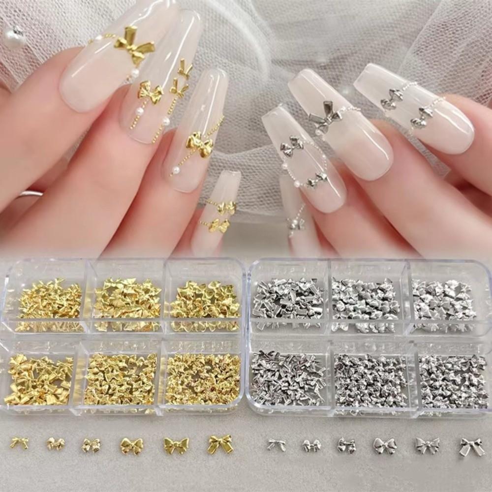 Approximately 150 Pcs DIY Manicure Nail Charms Gold Silver Color Nail Art Decorations