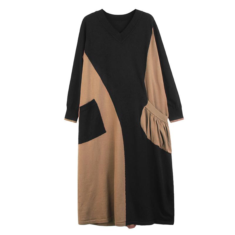 Xitao Vintage šaty Móda Patchwork Hit Barva Plisovaný Menšinový pulovr Volné Elegantní šaty WLD13285