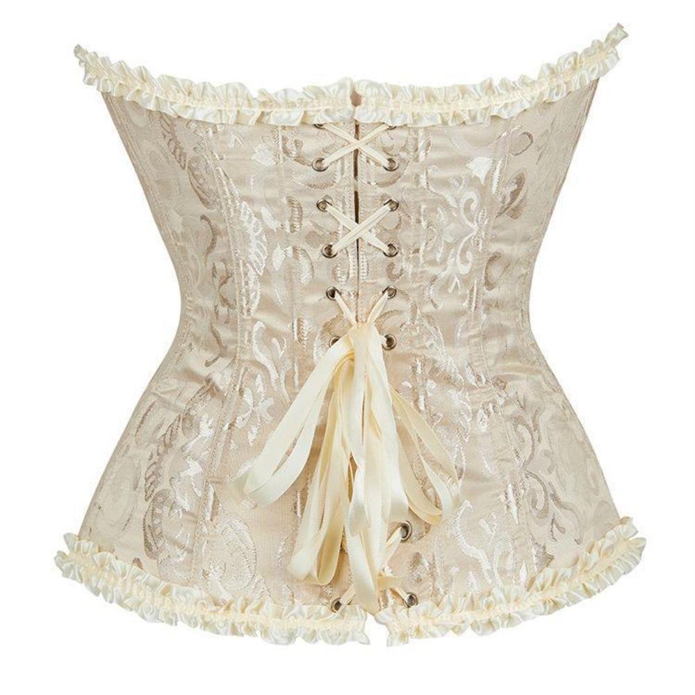 Zipper Jacquard Underbust Corset Lace Up Steel Boned Corset Waist Trainer Y2k Tops Jacquard Fabric Bustier Top Date Night