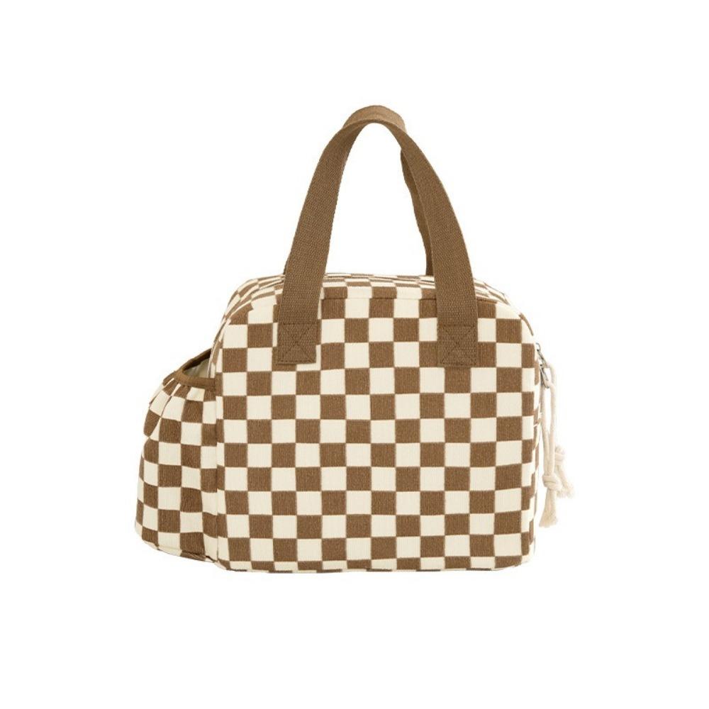 

Large Capacity Insulated Lunch Bag Corduroy Food Storage Pouch Food Thermal Handbag Women s Use кофейный