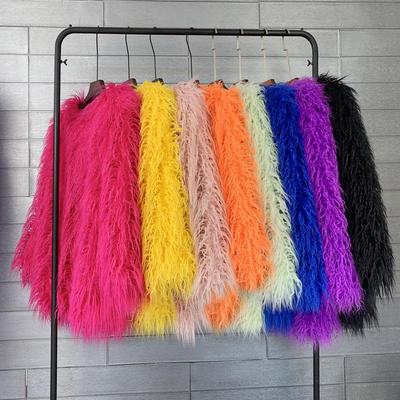 Korean Style Women's Tan Faux Lamb Wool Mid-Length Coat