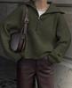 Women Vintage V-Neck Knit Pullover Sweater Long Sleeve Big Lapel Loose Casual Knitted Tops Autumn Winter Simple Fashion Kniwear Clothing