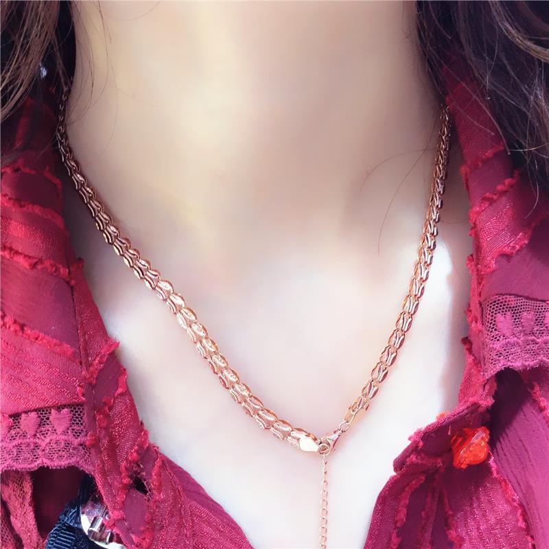 Purple Gold Color Gold Coarse Wheat Ear Necklace Simple Temperament Fashion Personality High-End Rose Gold Plated Chain