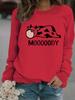 Moody Print Women's Casual Long-Sleeve Round Neck Sweatshirt Hoodie (Autumn/Winter Collection)