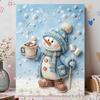 Cute Snowman Hot Cocoa Pearl Bead Painting Kit Winter Theme Frameless Canvas Art Relaxing Night Craft Home Decor Gift Wall Decoration DIY