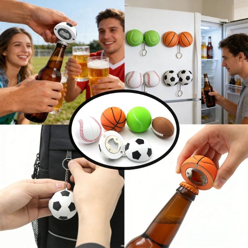 Unique Ball Shape Bottle Opener Magnetic Fridge Decors Drink Opener Tool Perfect Gift For Football Enthusiasts