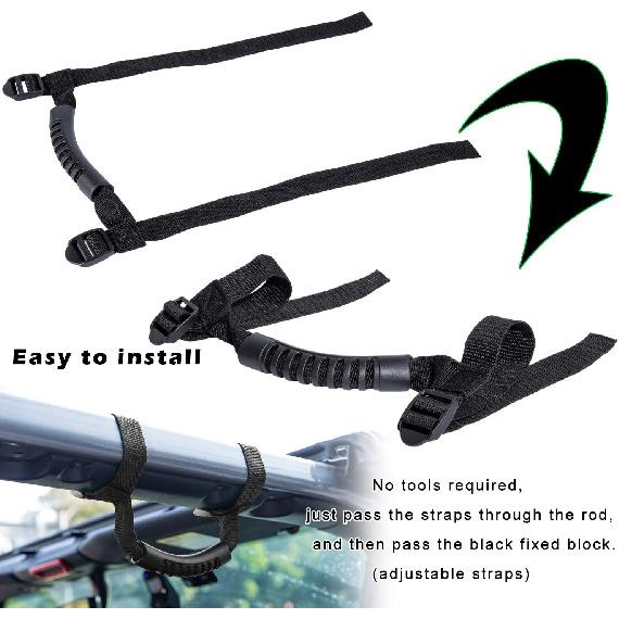 4 X Roll Bar Grab Handles Grip Handle For Jeep Wrangler YJ TJ JK JKU JL JLU Sports Sahara Freedom Rubicon X & Unlimited 1955-2024 2025 (Black)