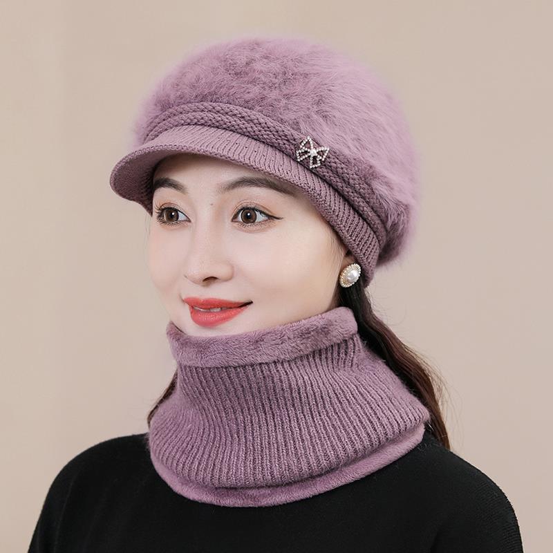 Winter hat Female autumn and winter rabbit fur hat Thickened warm wool hat