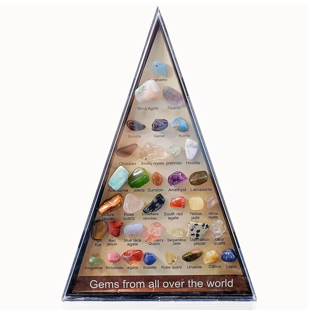Rock & Mineral Collection 36pcs Geology Gem Kit In A Display Case For Kids Natural Gemstone Crystal Sets