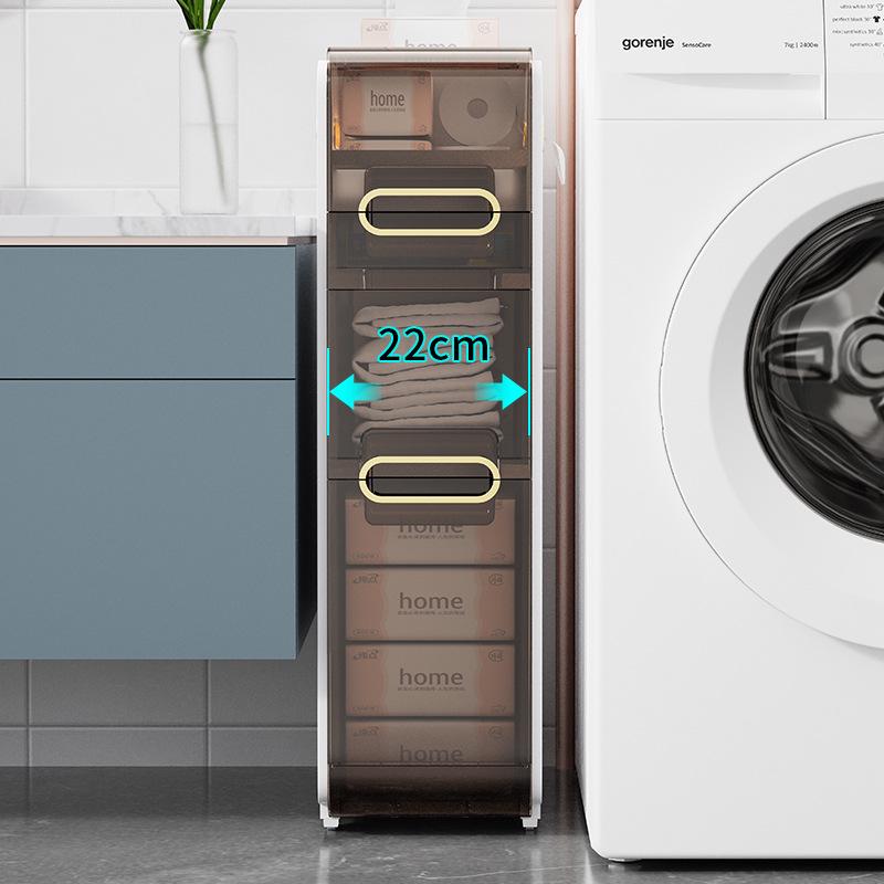 Luxury Bathroom Crevice Storage Rack Trolley - No Installation Required, Floor-Standing Cabinet.