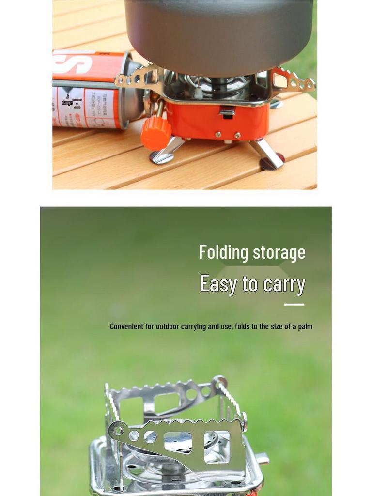 Windproof Portable Camping Gas Stove - Foldable High Power Square Design