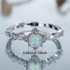 Charm Female Opal Stone Round Ring Silver Color Cute Gift Wedding Jewelry For Women