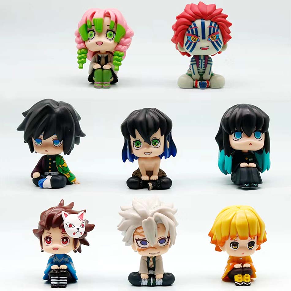 New Demon Slayer Akaza Upper Head Movable Chibi Cute Action Figure Anime Peripheral Collectible For Anime Fans Desktop Gift
