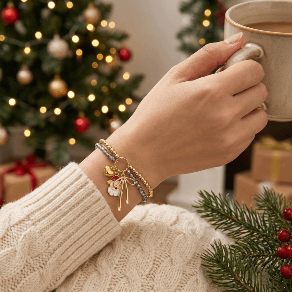 Santa Claus Pendant Bracelet Cartoon Handmade Hand Strap Fashion Woven Rope Christmas