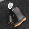 Fashion Men Rain Boots Outdoor Waterproof Rubber Boots Mid-calf Rubber Galoshes Winter Plush Warm Rain Boots Non Slip Men Fishing Shoes
