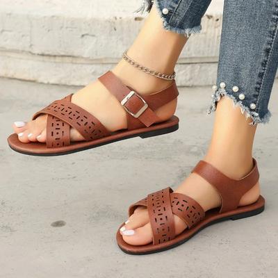 2024 Vendita Calda Scarpe da Donna Cinturino con Fibbia Sandali da Donna Moda Peep Toe Sandali Casual Donna Estate Taglie Forti Sandali Bassi