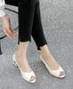 Fashion Leather Summer 2024 Outdoor Open Toe Thick Heel for Office Work Ladies Shoes Footwear with Medium Heels Black Sandals Women Sale