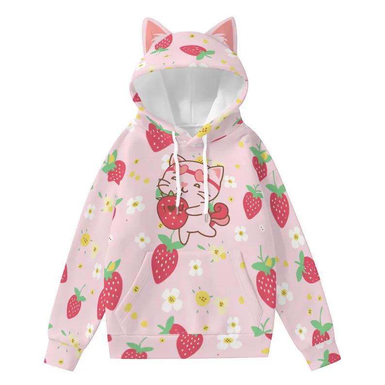 Unisex 3D Cat Ear Style Hoodie - Cute Pullover with Hood for Men and Women