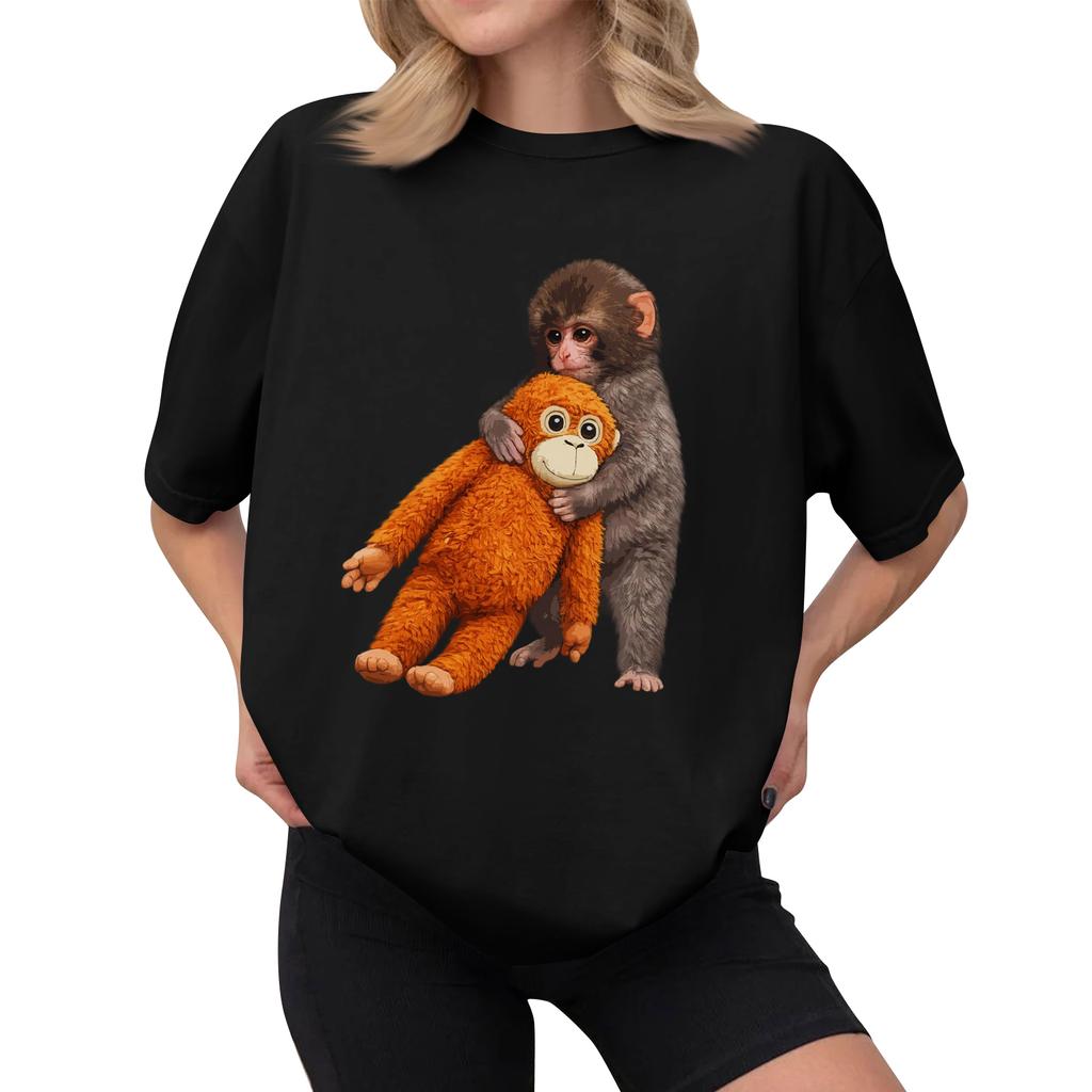 Women's Casual Printed T-Shirt Round Neck Pullover Short Sleeve Top
