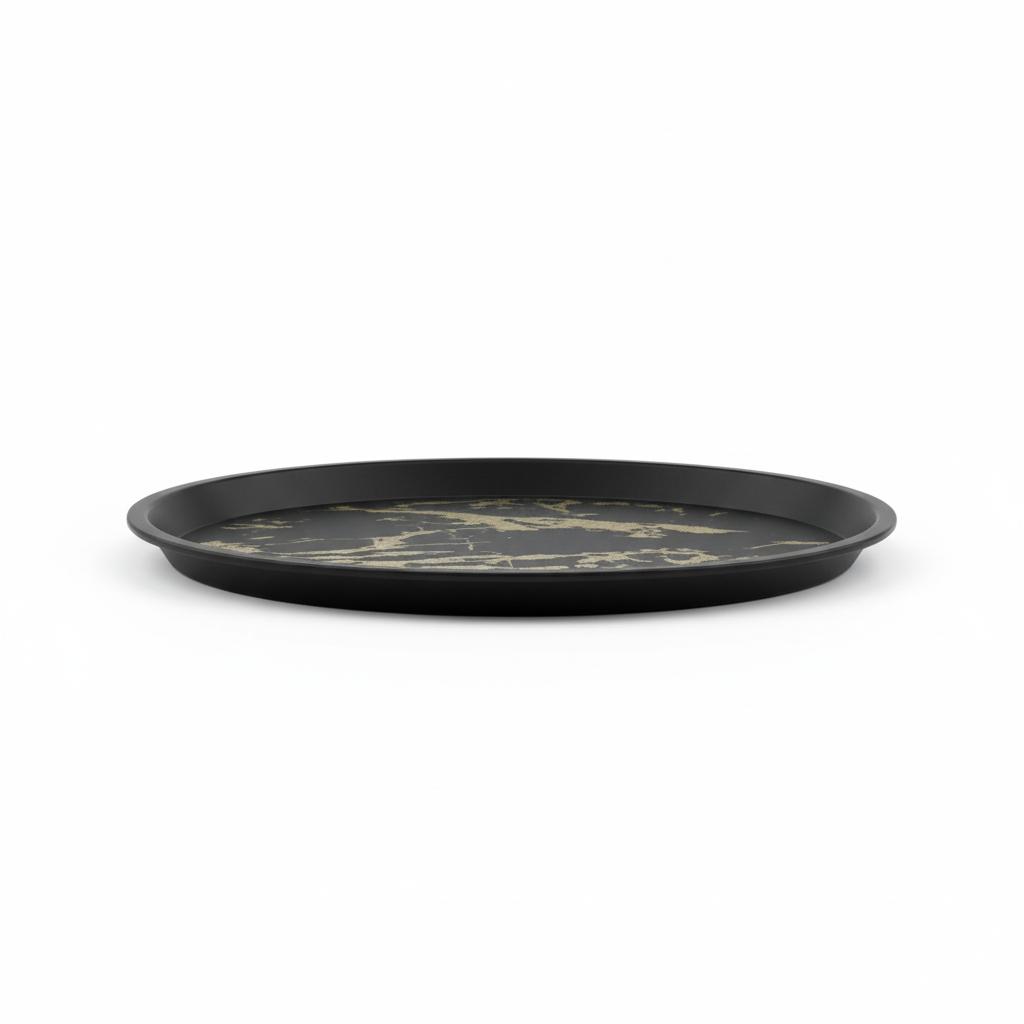 Waiter'S Tray For Carnival Non-Slip Plastic Black With Pattern 41Cm