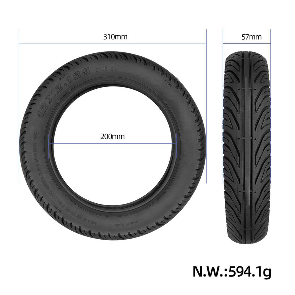 12x2.125 Off Road Tire 12 Inch Electric Scooters Vacuum Tire with 12x2.125 Thickened Angle Valve Inner Tire Replacement